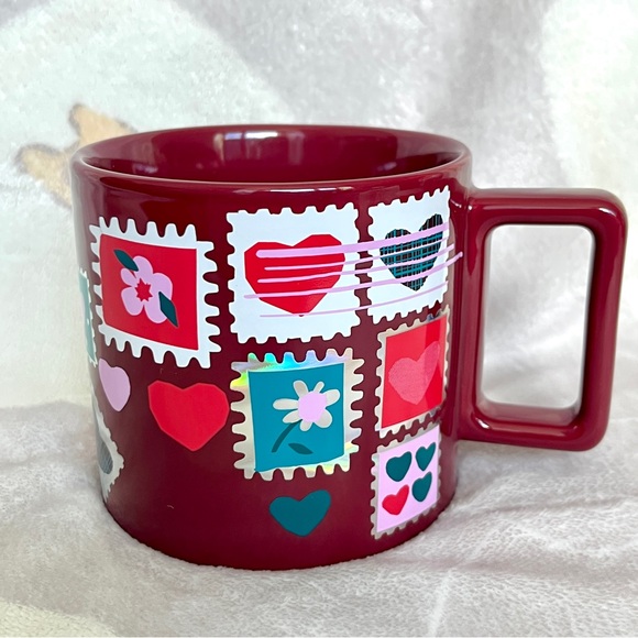 Starbucks Other - NEW Starbucks Valentines Red Holographic Ceramic Love Letter Heart Stamp Mug
